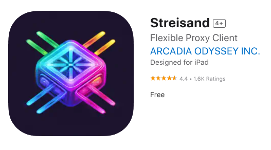 نمایه اپلیکیشن Streisand در App Store